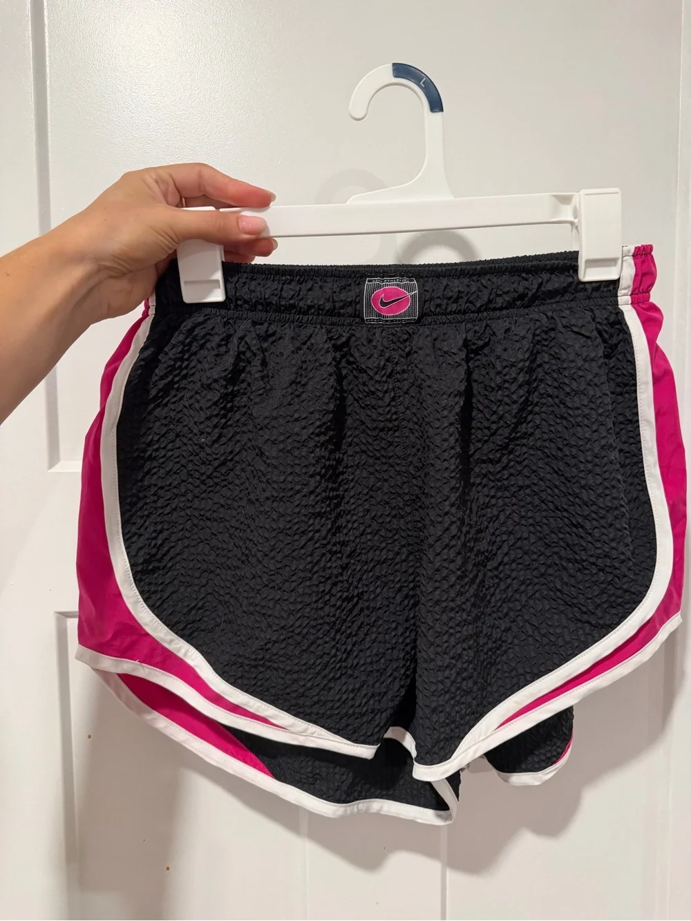 Nike Black Athletic Shorts with Pink Side Panels
